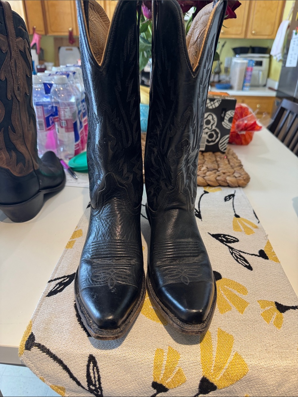 Ladies Old West Black Leather boots